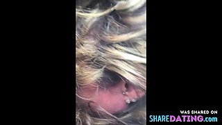 Car Blowjob with Cum-Swallowing Amateur Cuckold Girl