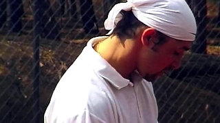 Blonde Sucks Cock Then Gets Fucked on Tennis Court