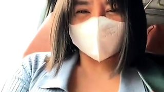 Asian teen on the bus showing off her beautiful body 8542389