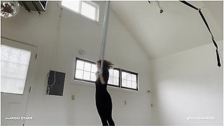 Flexible acrobat stretching to accommodate a massive toy