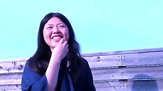 Cheating Asian Woman Sucks Dick on Balcony
