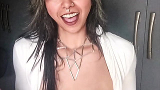 White Outfit Smqoking Instructions - Topless Tease