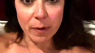 Hot brunette big boobs toying pink pussy