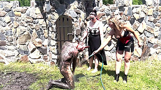 Piggy Humiliation in Mud, Playing with Nettles and Licking Our Feet Nice and Clean