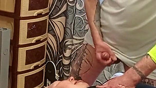 I Jerk off My Cock and Fuck My Neighbor in My Mouth to Cum on Her