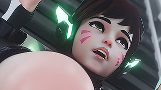 D.va - Clit Stroker & Anal Fuck Machine Squirt Overwatch 3D Fetish Porn