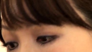 Japanese babe in schoolgirl uniform masturbates