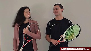 Big-Tits Brunette Rafaela Vs Igor In Steamy Outdoor Strip Tennis Match