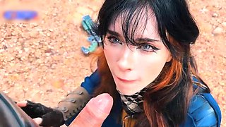 Sexy Cowgirl in Blue Latex Fucked Hard in Desert