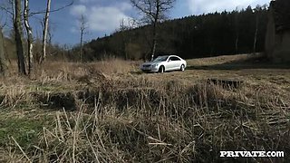 Alexis Crystal sucks dick and gets fucked hard in car backseat