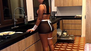 Latin maid Lina Henao caught masturbating at work. Her boss