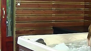 Cute Girls Having Lesbian Fun in a Jacuzzi and Splashing Around While Theyre Busy Kissing
