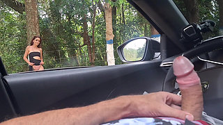 I Showed My Hard Cock to the Beautiful Redhead!