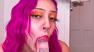 Petite Alternative 18 Year Old Sloppy Dildo Sucking Eye Contact