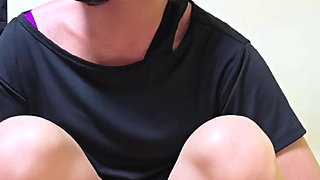 Shemale Ting Xuan Masturbates While Riding a Giant Dildo