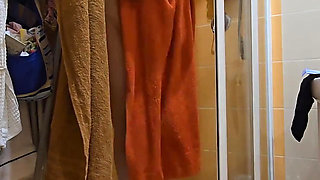 Cute BBW Wife with Big Soft Natural Tits and Big Ass Takes a Shower