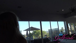 Petite Blonde Dez Hansen Smokes, Licks & Rides to Hardcore Doggystyle with Footjob Finish