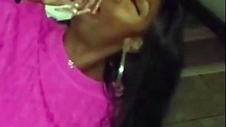 EBONY SLUT SUCKS DILDO IN NIGHT CLUB