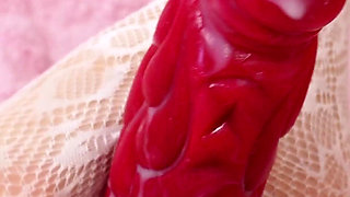 Enjoy a Sloppy Blowjob, Sex Between the Legs, Riding a Dildo and a Footjob - Everything Is Covered in Cum!