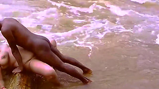 Boyfriend and girlfriend romantic chodai in lake of waterfall