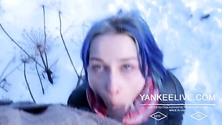 Teen Schoolgirl Gives Risky Public Blowjob in the Park