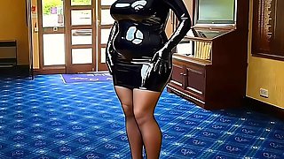 Golf Club Course Public Slut Cathy in Shiny PVC High Heels