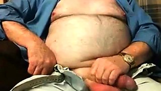 Hairy Grandpa Bear Strokes His Big Cock