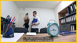 Loan4k. kinky wife is exhausted of her fool husband and screwed a loan boss right in front of him