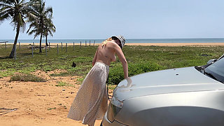 Batty Lux Topless Car Washing Busty Blonde Cleaning Car with Big Natural Tits