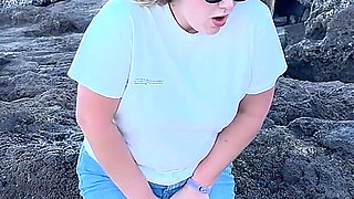 Peeing in Tight Jeans on the Beach