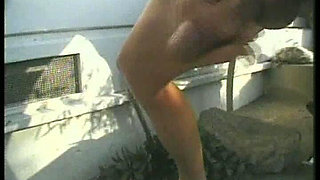 Two Men Take Turns on Her Wet Pussy by the Pool