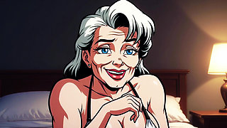 Ai Old Women in Bedroom Teasing and Flashing Tits