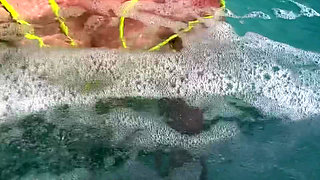 Artemisia Love Flashing Her Perfect Big Tits Underwater and Smoking a Cigarette