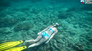 Underwater Beach Flasher - Bikini, Long Fins & Naughty Ocean Tease