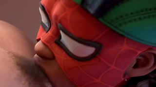 Ebony Spider-man Slut Deepthroating Spooder-man's Thicc Hard Ass Cock