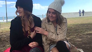 Brunette Amateur Beauty Banged All Over On Public Beach