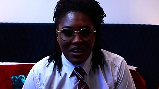 Naughty Student Oshun mocks your small cock!