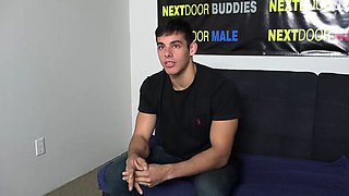 Handsome muscular jock solo jerking off