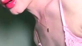 Bambi Snow Teasing In Sexy Pink Dress