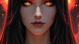 Shadow Assassin Warrior Woman with Jet Black Hair and Amber Eyes Dark Fantasy Portrait Ai Art Slideshow