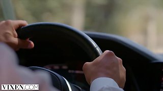 Hot black bald girl pleases her white boyfriend's cock with her pussy and mouth