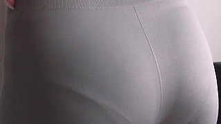 Fit MILF Teases Visible Panty Lines in Tights