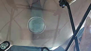 Close up translucent dildo fucking