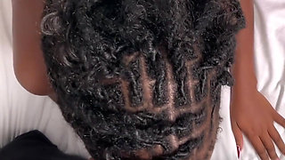 Huge Cumshot on a Pretty Ebony Girl's Body - POV Video
