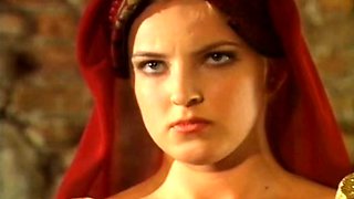 A super sexy brunette massages her big boobs