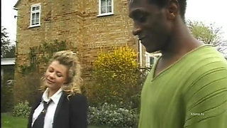 Two white and naughty college girls are banged by a black guy in their room!
