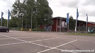 Dutch Amateur Couple Outdoor Sex Almost Caught in Woods - Blowjob & Doggystyle Fuck