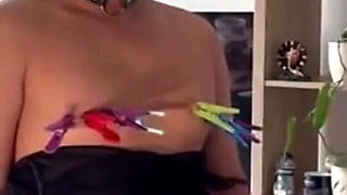 Sissy Nipple and Ass Training with Flogger, Paddle, Clamps