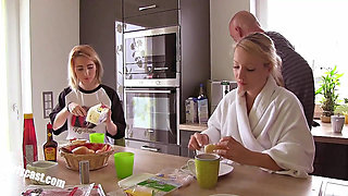 Lia, Alex & Stepfather - Cum Trash Can & Handjob