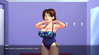 Stepson helps her stepmom in buying clothes (Summertime Saga)